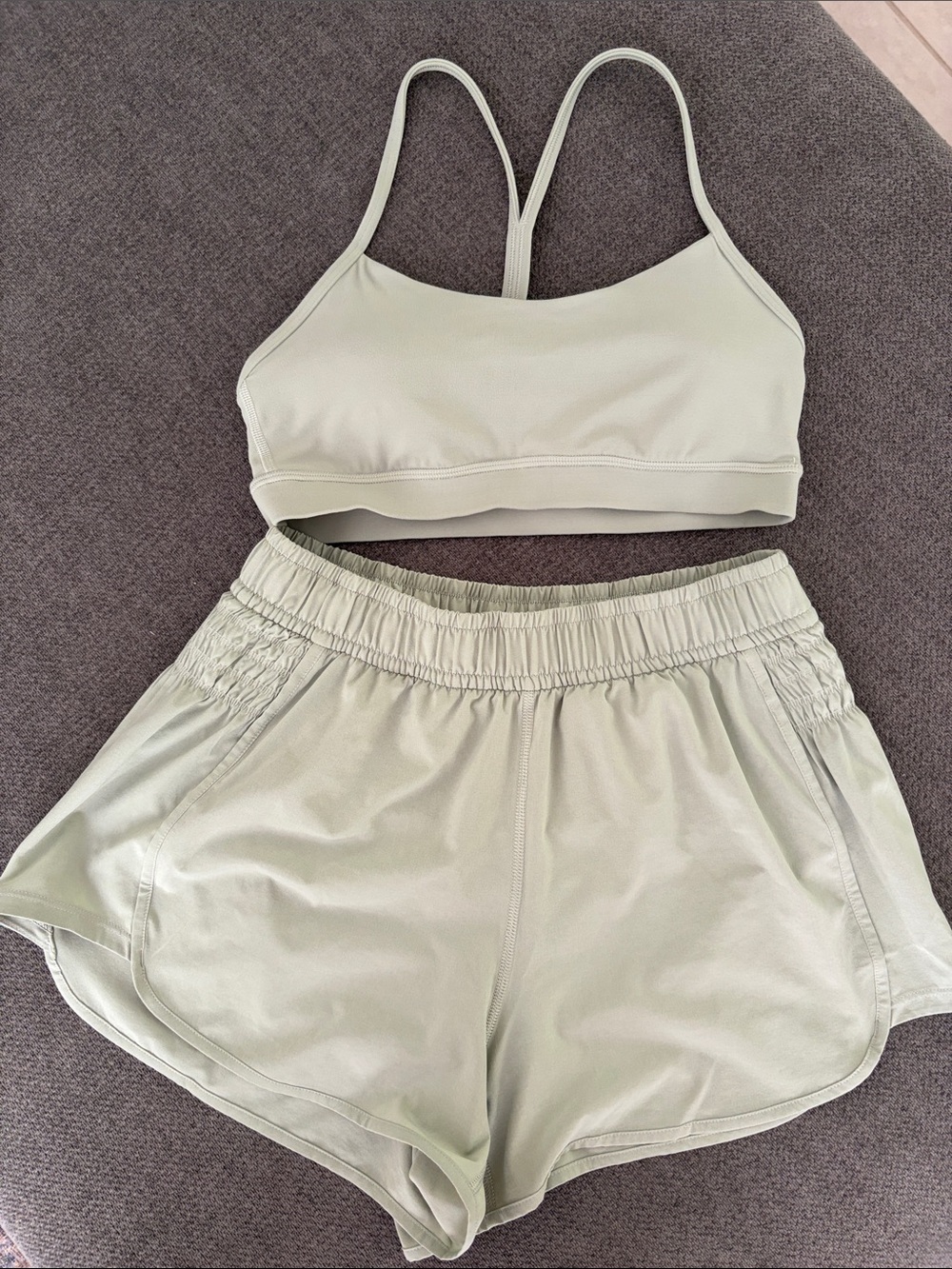 lululemon flow Y Sports Bra and high rise shorts 3”